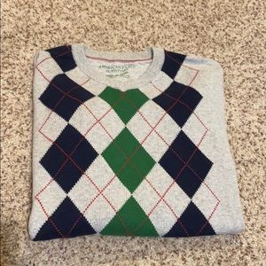American Eagle V Neck argyle sweater